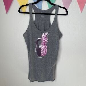 Reebok Pineapple Kettlebell Grey Tank | L